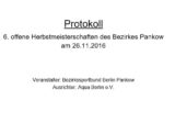 Herbstmeisterschaften am 26.11.2016 (Protokoll)